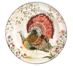 a decorative plate with a turkey on it