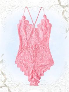 Floral Lace Teddy Bodysuit Pink Fitted Pink Lace Tops, Fitted Pink Lace, Feminine Fitted Bodysuit With Lace Closure, Stretch Lace Bodysuit With Lace Trim, Feminine Bodysuit With Lace Closure, Elegant Stretch Bodysuit With Delicate Lace, Feminine Lace Bodysuit With Lined Body, Fitted Sleeveless Lace Bodysuit, Fitted Sleeveless Delicate Lace Bodysuit