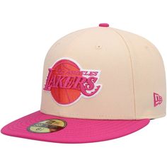 Add a splash of color to your selection of Los Angeles Lakers headwear with this Passion Mango 59FIFTY hat from New Era. The vibrancy of this cap will instantly set it apart from the rest of your game day gear. Complete with embroidered Los Angeles Lakers graphics and a fitted design for the perfect feel, this hat is sure to become a go-to accessory for any look. Material: 100% Polyester Officially licensed Imported High Crown Structured fit Flat bill with ability to curve Brand: New Era Fitted Pink Sports Event Hat, Pink Hat For Sports Events, One Size, Pink Hat For Sports Events, One Size Fits Most, Pink Adjustable Flat Bill Snapback Hat, Pink Fitted Hat With Flat Brim, Pink Hats For Spring Sports Events, Pink Flat Bill Sports Hat, Casual Pink Snapback Hat For Sports Events, Pink Hat With Flat Brim