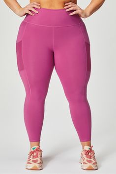 On-The-Go PowerHold® High-Waisted Legging Fabletics pink female Activewear >> Womens >> Bottoms >> Leggings >> Full Length PowerHold plus Training Chafe-Resistant/External Pockets/Hidden Pockets/Moisture-Wicking/UPF Protection Our 5-star pocket style in PowerHold® Pink Activewear With Contoured Waistband For Gym, Pink Workout Bottoms With Contoured Waistband, Functional Pink Compression Bottoms, Pink Compressive Go-dry Leggings, Pink Yoga Bottoms With Contoured Waistband, Compression Pink Yoga Pants With Go-dry, Pink Athleisure Activewear With Contoured Waistband, Female Activewear, High Rise Leggings