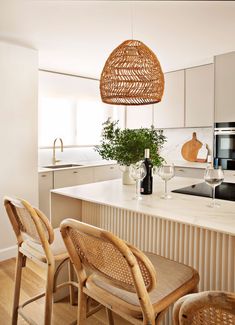 the kitchen is clean and ready to be used as a dining room or living room