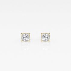 There's nothing more versatile than a pair of classic stud earrings. We love these princess cut lab grown diamond studs for every occasion. Pick the size and color best suited to your ears in the color of gold that you fancy. Classic Gold Diamond Earrings, Classic Cushion Cut Cubic Zirconia Diamond Earrings, Formal Diamond Earrings With Cushion Cut And Diamond Accents, Wedding Cushion Cut Diamond Earrings, Classic Anniversary Lab Grown Diamond Earrings, Cushion Cut Diamond Earrings For Wedding, Classic Diamond Earrings With Diamond Accents For Gift, Formal Cushion Cut Diamond Earrings With Diamond Accents, Classic Diamond Earrings With Accents As Gift