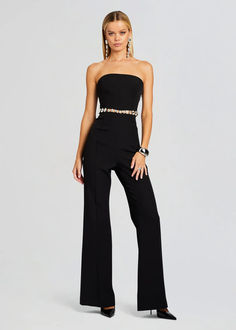 one piece outfit, jumpsuit, romper, going out outfit, sparkly jumpsuit, colorful jumpsuit, jumpsuit outfit inspo, classy jumpsuit, black jumpsuit Chic Embellished Jumpsuit For Gala, Elegant Strapless Jumpsuits And Rompers For Gala, Elegant Strapless Jumpsuits And Rompers For Night Out, Elegant Strapless Jumpsuit For Gala, Strapless Pantsuit For Night Out, Elegant Strapless Jumpsuits And Rompers For Party, Elegant Embellished Formal Pantsuit, Elegant Embellished Jumpsuits And Rompers For Cocktail, Elegant Embellished Cocktail Jumpsuits And Rompers