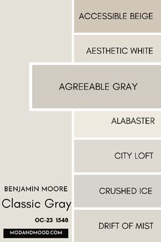 the different shades of paint that are available in this color scheme, including white and gray