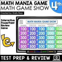 the math mania game show is shown in this ad for kids to play with it