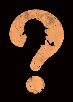 the silhouette of a man with a pipe in his mouth and a question mark above it