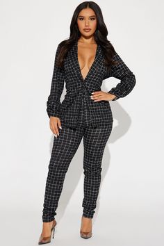 Office Sweetheart Blazer Set - Black Women's Office, Womens Office, Blazer Set, Aesthetic Collage, Purple Fashion, Womens Loungewear, Pant Set, Rompers Women, High Waisted Pants