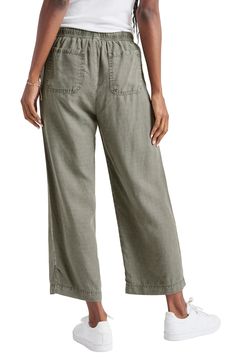 Easy does it in lightweight, linen-kissed pants designed with wide legs in a slightly cropped silhouette. 25" inseam; 20 1/2" leg opening; 9 3/4" front rise; 14" back rise (size Medium) Elastic/drawstring waist Front slant pockets; back patch pockets 73% lyocell, 27% linen Machine wash, tumble dry Imported Spring Linen Wide Leg Pants With Pull-on Style, Casual Linen Ankle-length Capris, Linen Wide Leg Bottoms With Pull-on Style, Wide Leg Linen Bottoms For Spring, Wide Leg Linen Bottoms With Pull-on Style, Casual Linen Straight Capris, Casual Straight Linen Capris, Versatile Linen Bottoms For Spring, Spring Linen Wide Leg Capris