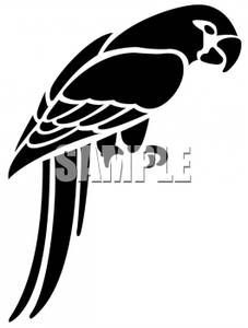 a black and white silhouette of a parrot