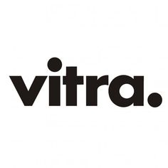 the vitra logo is black and white with an orange dot on it's left side