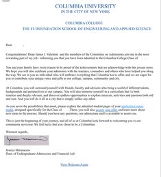 a letter from the columbia university school of new york requesting that it is in need of approval