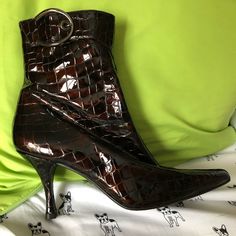 Size 9 Never Been Worn ..Had Them Rapped In Cloths So They Can Stay Brand New Cuz The Box Didn’t Fit In My Closet Brown Patent Leather Boots For Formal Occasions, Designer Brown Boots For Formal Occasions, Designer Fitted Boots For Formal Occasions, Designer Fitted Formal Boots, Stuart Weitzman Shoes, Fit In, Stuart Weitzman, The Box, Mint Condition