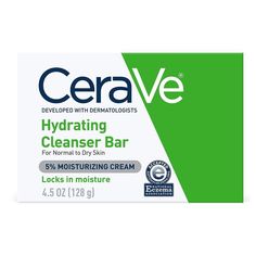 Developed with dermatologists, CeraVe Hydrating Cleanser Bar gently removes dirt, oil and makeup without disrupting skin's natural protective barrier.  In addition to three essential ceramides and hyaluronic acid, this bar soap also features 5% CeraVe Moisturizing Cream and patented MVE Delivery Technology to release a steady stream of hydration throughout the day and night. •Fragrance-free•Non-comedogenic•Suitable for normal to dry skin•Accepted by the National Eczema Association Key Ingredient Cerave Hydrating Cleanser, Best Bar Soap, Cerave Skincare, Hydrating Face Wash, Best Facial Cleanser, Best Body Wash, Cerave Moisturizing Cream, Wet Skin, Hydrating Cleanser