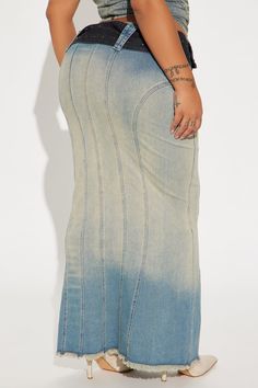 Available In Vintage Wash. Denim Maxi Skirt High Rise Belted Seaming Detail Side Zip Closure Tinted Mermaid Hem Fray Hem Stretch Disclaimer: Due To The Specialized Wash Process, Each Garment Is Unique. 69% Cotton 20% Polyester 9% Viscose 2% Spandex Imported | Taking Control Belted Denim Maxi Skirt in Vintage Wash size XS by Fashion Nova Fitted High Waist Faded Bottoms, Fitted Washed Denim Blue Skirt, Fitted Washed Denim Skirt, Fitted Mid-rise Washed Denim Skirt, Fitted High Rise Washed Skirt, Fitted Denim Blue Washed Skirt, Fitted High Waist Light Wash Denim Skirt, Fitted Full Length Medium Wash Denim Skirt, Fitted Light Wash Cotton Denim Skirt