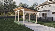 a gazebo sitting on top of a lush green field