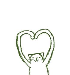 a drawing of a cat in the shape of a heart