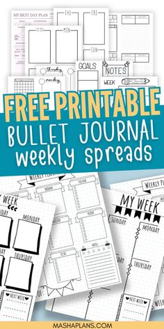 Organize your life in style 🌟 with these Free Printable Bullet Journal Weekly Spreads! ✨ Click to download and start planning your best week yet! 💖 #BulletJournal #WeeklySpread #FreePrintable #PlanningPerfection Bullet Journal Yearly Spread, Free Weekly Planner Templates, Bullet Journal Layout Templates, Bullet Journal Week, Bullet Journal Yearly, Bullet Journal Weekly Layout, Weekly Log