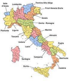 a map of italy with all the major cities and their respective names in english or spanish