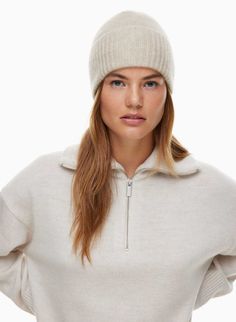 CASHMERE JERSEY-RIB CUFFED BEANIE Soft Knit Cashmere Beanie For Fall, Casual Cashmere Beanie For Fall, Casual Cashmere Beanie For Cold Weather, Casual Cashmere Soft Knit Beanie, Casual Winter Cashmere Beanie, Cozy Fall Beanie With Ribbed Cuffs, Fall Ribbed Beanie, Casual Cashmere Soft Knit Hat, Classic Soft Knit Hat For Fall