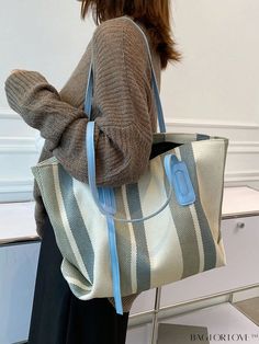 BagForLove - Fashionable Striped Canvas Tote with Large Capacity - Elegant Womens Shoulder Bag Product Description Color Blue Type Square Bag Bag Size Medium Pattern Type Striped Style Fashionable Composition 100% Nylon Material Nylon Size Chart INCH CM Bag Length Bag Width Bag Height Handle Height 11.4 inch 6.3 inch 10.2 inch 10.2 inch Bag Length Bag Width Bag Height Handle Height 29 cm 16 cm 26 cm 26 cm Details Pictures Similar Products h2 { text-align: center; } /* æ¢è¡ */ li{ white-space: normal; word-break: break-all; word-wrap: break-word; } .red-box { width: 100%; display: flex; flex-direction: row; flex-wrap: wrap; justify-content: center; } .red-box > div { width: 190px; height: 250px; margin: 10px; } .red-box > div > a > img { width: 190px; height: 250px; } .size-box { width: 1 Trendy Beige Canvas Bag, Trendy Blue Canvas Bag For Errands, Casual Beige Canvas Shopping Bag, Casual Rectangular Canvas Bag For Errands, Casual Large Capacity Canvas Bucket Bag, Trendy Canvas Tote Bag For Errands, Trendy Canvas Bag For Errands, Trendy Double Handle Canvas Bag For Errands, Large Casual Shoulder Bag For Errands