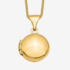 Features: Quick ShipJewelry Closure: Spring Ring ClaspLink Construction: SolidShape: RoundMetal Color: YellowChain Length: 18 InchChain Width: .5 MillimetersPendant Length: 10.6mmPendant Width: 10.6mmMetal: 14k GoldChain Construction: BoxCare: Wipe CleanNecklace Type: Locket NecklacesCountry of Origin: Imported 14k Yellow Gold Locket Necklace For Anniversary, Rose Gold Round Locket Necklace, 14k Gold Box Chain Jewelry With Round Pendant, 14k Gold Box Chain With Round Pendant, 14k Gold Round Pendant With Box Chain, Yellow Gold Pendant Jewelry For Keepsake, Yellow Gold Keepsake Round Pendant Jewelry, 14k Gold Jewelry With Polished Finish For Keepsake, Classic Round Box Chain Jewelry