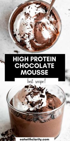 This high protein vegan chocolate mousse is easy to make, dairy free, and ready in just 10 minutes. It's a healthy high protein dessert. Cottage Cheese Mousse, Chocolate Cottage Cheese, High Protein Dessert, Cottage Cheese Dessert Recipes, Protein Mousse, Cottage Cheese Desserts, Cheese Mousse, Protein Dessert