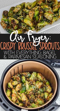 crispy brussel sprouts with everything bagel and parmesan seasoning