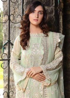 Salwar kameez — Punjab Suits — Pakistani Salwar Kameez Pakistani Design, Green Dupatta, Winter Designs, Dresses Winter, Chiffon Collection, Pakistani Salwar Kameez, Salwar Kameez Designs, Pakistani Fashion, Designer Wear