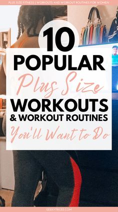 a woman sitting in front of a computer with the words 10 popular pils size workouts and workout routinees you'll want to do