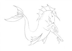 a drawing of a dragon with wings and tail