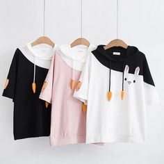 Harajuku Style Cotton Tops For Spring, Black Cartoon Print Tops For Spring, White Kawaii Crew Neck Top, Casual White Tops With Cartoon Print, White Casual Top With Cartoon Print, Summer Cotton Sweatshirt With Short Sleeves, Black Cotton Kawaii Top, White Cotton Tops With Cartoon Print, Kawaii Cotton Crew Neck Top