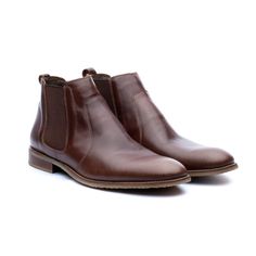 Brown chelsea boots for men. Made of the best Ecuadorian leather, 100%  natural. Hand finished. Side elastic panels for increased comfort. Cushioned leather insole and full leather lining. Rubber outsole with a non-slip design. Ethically made in Ecuador.SIZESWe usually have most sizes in stock. In case yours is out of stock, we will manufacture it. Please measure the length of your feet (from the heel to the tip of the longest toe) and compare your measurement with the sizes below:US = EU = FEET Brown Boots Men, Mens Brown Boots, Mens Dress Boots, Brown Chelsea Boots, Boots Chelsea, Brown Leather Shoes, Chelsea Boots Men, Dress Boots, Leather Chelsea Boots