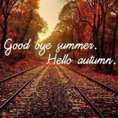 a train track with the words good bye summer hello autumn