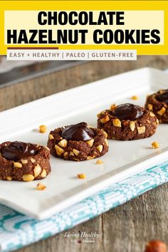 easy chocolate hazelnut cookies on a white plate