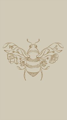 a drawing of a bee on a beige background