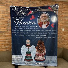 a blanket with an image of two people sitting next to each other