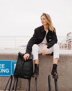 "It is a perfect roll top backpack for stylish girls who lead an active lifestyle. Space inside is enough to take with you everything necessary to study or walk. This versatile backpack is suitable to any outfit. This backpack is: ✔️ Handmade ✔️ 100% vegan ✔️ Eco leather, only organic materials ✔️ Unique design ✔️ Add personalization if you want ✌ Free your hands for hugs with our bold fanny packs https://etsy.me/2JGaXEW More perfect travel backpacks here https://etsy.me/32VpBQl HIGHLIGHTS: ✔️ T Woman Backpack, Macbook Bag, Roll Top Backpack, Backpack College, Fashionable Bags, Adidas Backpack, Canvas Rucksack, Street Style Bags, Trendy Backpacks