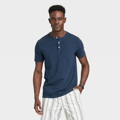 Men's Short Sleeve Henley T-shirt - Goodfellow & Co™ Navy Blue Xl : Target Casual Cotton Crew Neck Henley, Casual Crew Neck Henley For Summer, Summer Casual Crew Neck Henley, Casual Summer Henley With Crew Neck, Relaxed Fit Crew Neck Henley For Summer, Casual Cotton Short Sleeve Henley, Casual Short Sleeve Henley For Summer, Summer Relaxed Fit Short Sleeve Henley, Summer Henley With Relaxed Fit And Short Sleeves