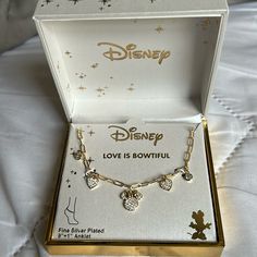 Fine Silver Plated Gold Color 9”+ 1” Extension Disney Gold, Disney Jewelry, Fine Silver, Anklets, Silver Plate, Minnie Mouse, Gold Color, Silver Plated, Women Jewelry