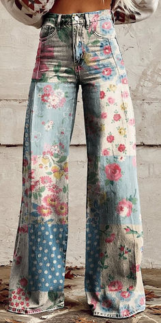 Ootd Instagram, Inexpensive Clothes, Womens Wide Leg Pants, Casual Wide Leg Pants, Patchwork Print, Casual Stylish, Pants Casual, Online Clothing Stores