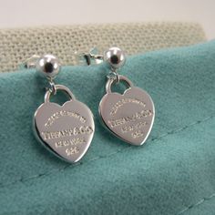 New !! Note--> I Added The Ball Studs, The Charms Came From My T & Co Bracelet . They Are Quality 925 Sterling Silver, Marked On The Back Side Of The Post. The Heart Are The Same On Both Sides . The Hearts Measure 1/2 Inch Tall . In Perfect Condition! If You See Any Flaws, It Is Just A Reflection . You Will Receive The Earrings With A New Tiffany Blue Bag . "You Will Not Receive The Bracelet Pictured, Receipt Or Box "<--Note . Note -----> "They Are Small Mini Charms, Make Sure They Are Not To Sm Tiffany And Co Earrings, Open Heart Earrings, Aesthetic Jewellery, Gold Knot Earrings, Crystal Teardrop Earrings, Tiffany Earrings, Bamboo Earrings, Stacked Earrings, Rose Quartz Earrings