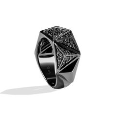 Dark Armor women's all black diamond triangle ring. Classic Star Wars, Triangle Ring, Black Diamond Ring, Black Diamonds, Black Rhodium, Engraved Items, Fine Jewelry Collection, Size 10 Rings, Online Jewelry Store