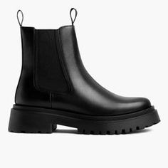 Women's Legend Platform Chelsea Boot In Black Leather - Thursday Outfits To Wear With Boots, Thursday Boots Women, Thursday Boot Company, Thursday Boots, Everyday Boots, Platform Chelsea Boots, Black Platform Boots, Mommy Style, Slip On Boots