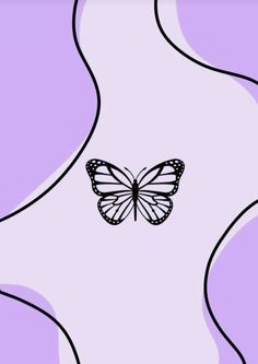 a black and white butterfly on a purple background