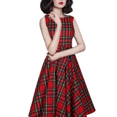 Exactly As In Picture And More Beautiful .Be A Smart Chic Sleeveless Plaid Dress For Party, Fitted Sleeveless Plaid Party Dress, Fitted Plaid Dress For Summer Party, Plaid Sleeveless Party Dress, Fitted Plaid Dress For Holiday, Fitted Plaid Holiday Dress, Plaid Knee-length Mini Dress For Party, Smart Chic, Pin Ideas