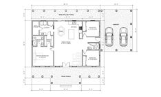 the floor plan for a house with two car garages and an attached living area