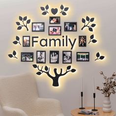 lighted tree wall decor Family Photo Decor Ideas, Family Tree Wall Painting, Family Tree Ideas, Family Tree Design, All World Map, Tree Wall Painting, Cork World Map, Family Tree Wall Decor, Family Tree Designs