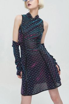 The main fabric is composite elastic mesh material, the cheongsam collar is designed, and the sleeveless short dress. Side drawstrings adjust the girth. Materi Womens Short Dress, Punk Dress, Sleeveless Short Dress, Cheongsam, Lolita Dress, Gothic Lolita, Xl Dress, Chinese Style, Dresses Xs