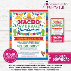 the nacho fundraiser flyer is shown with an image of a mexican hat on it