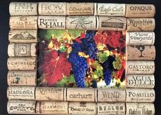 a wine cork frame with grapes in it